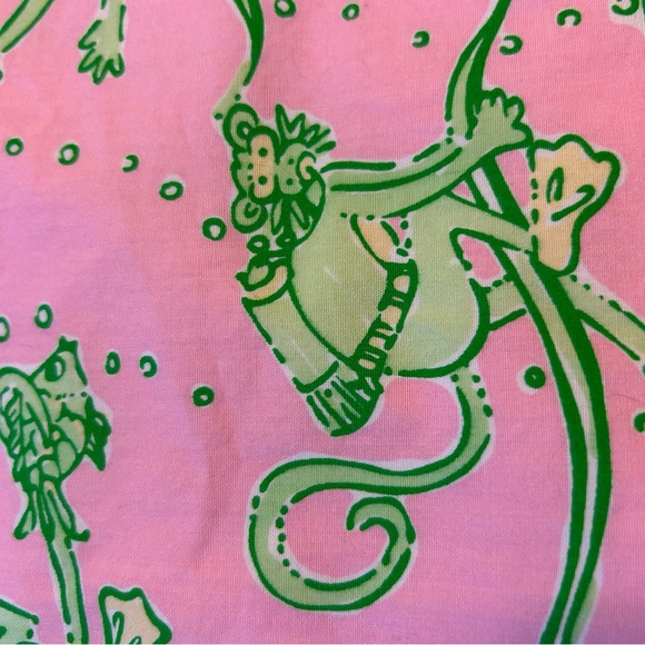 ** Rare ** Lilly Pulitzer Pink mini Skirt with Green Diving Monkeys 🐵! - Picture 5 of 5